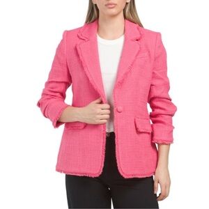 ELIE TAHARI Pink Boucle Blazer Jacket
